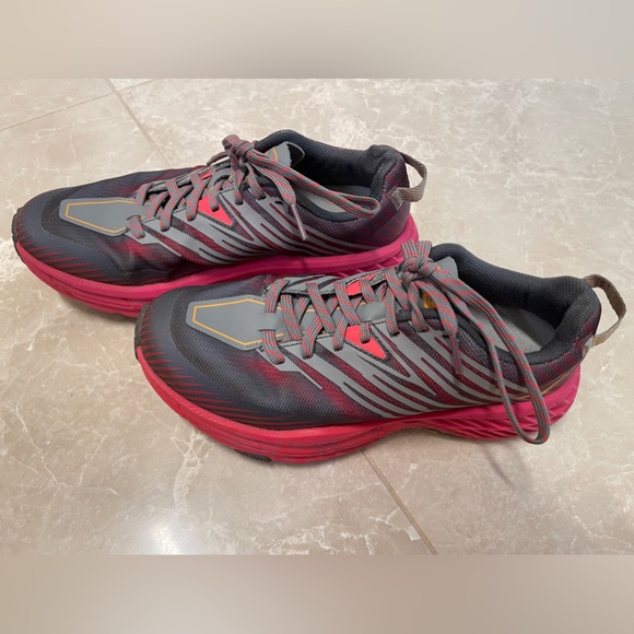 HOKA Speedgoat 4 Trail-Running Shoes - Women's sz6.5 US Dark gray/pink pre-owned - Picture 4 of 6